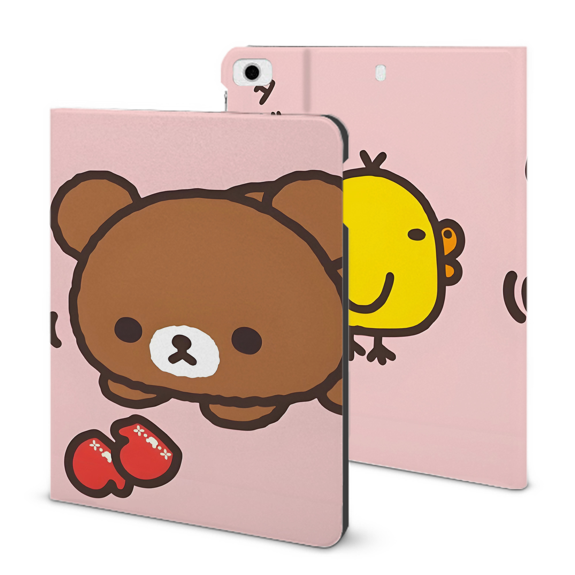 （画像用） リラックマ リラックマ キイロイトリ Rilakkuma Korilakkuma Kiiroitori IPad ケース ブック型 PUレザー TPU 耐衝撃 軽量 薄型 ペン収納なし 全面保護 IPad 各モデル対応